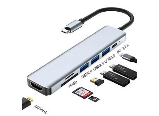 CONVERTER TYPE C TO TYPE C+PD+3USB+TF+SD+HDMI (docking station)